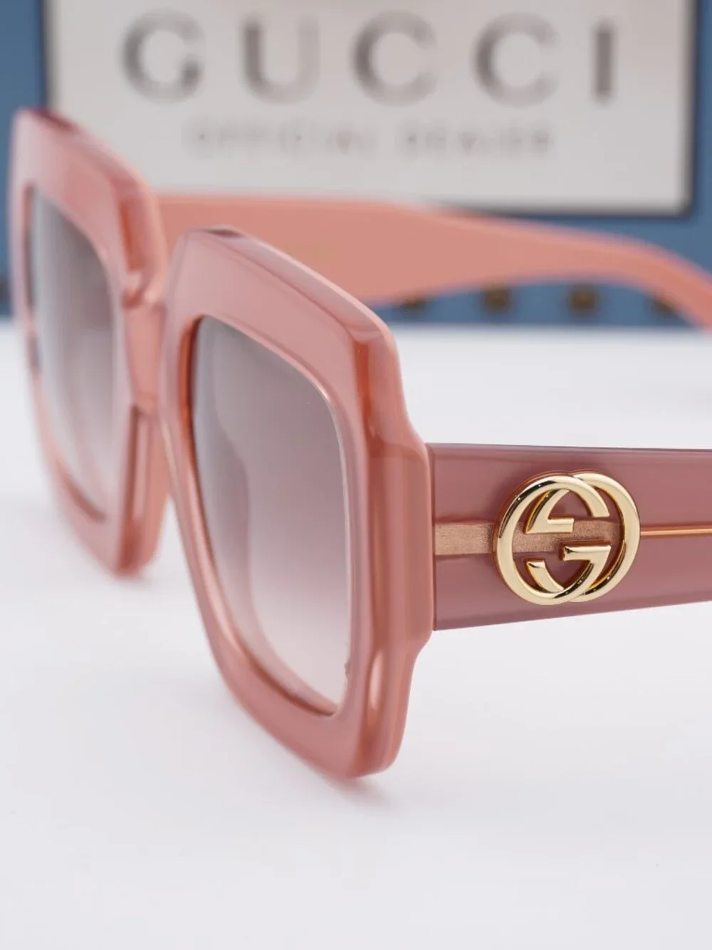 Gucci GG0178S 007 Women Square Sunglasses - Pink / Brown